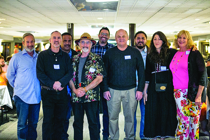 Aboard the 2018 Local 695 Dinner Cruise (l-r): Jay Patterson, Laurence Abrams, Joe Aredas Jr., Mark Ulano, Devendra Cleary, Scott Bernard, Chris Howland, Eva Rismanforoush, and Jennifer Winslow