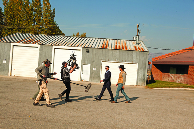 Knox White booms a walk-and-talk between two Dutton brothers. Photo: Courtesy of Thomas Curley