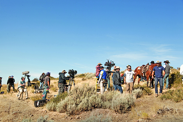 Production preps its next three-camera shot as White looks for a place to boom. Photo: Courtesy of Paramount Network